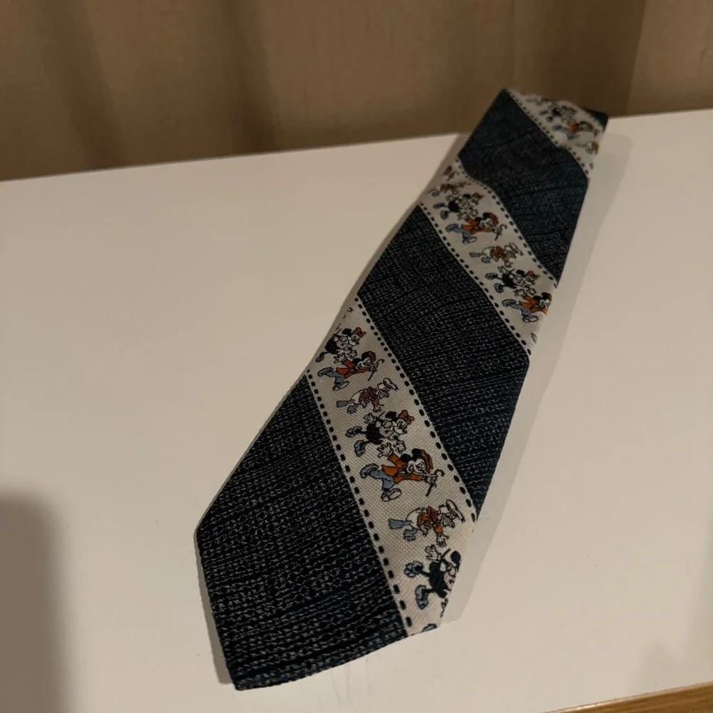 Vintage Mickey Mouse Cervantes Striped Tie Mens Blue‎ Disney Novelty Necktie